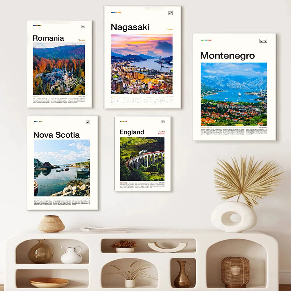 Famous City Norway Moscow Barcelona Tourist city Architecture Art Poster Canvas Paintings Wall Art Pictures Home Decor