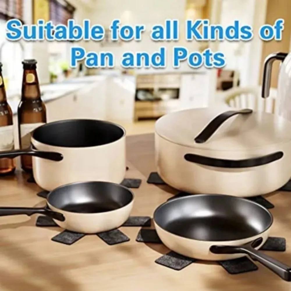 12pcs Pot Pan Felt Protectors Cookware Dividers Pad Non-woven 3 Sizes Pan Pad Cutlery Anti-Scratch Heat Resistant Kitchen Tool