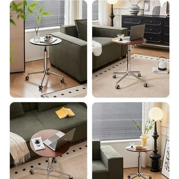 DSA medieval Nordic movable side table, sofa side table, small round table, solid wood lifting small coffee table by the bed