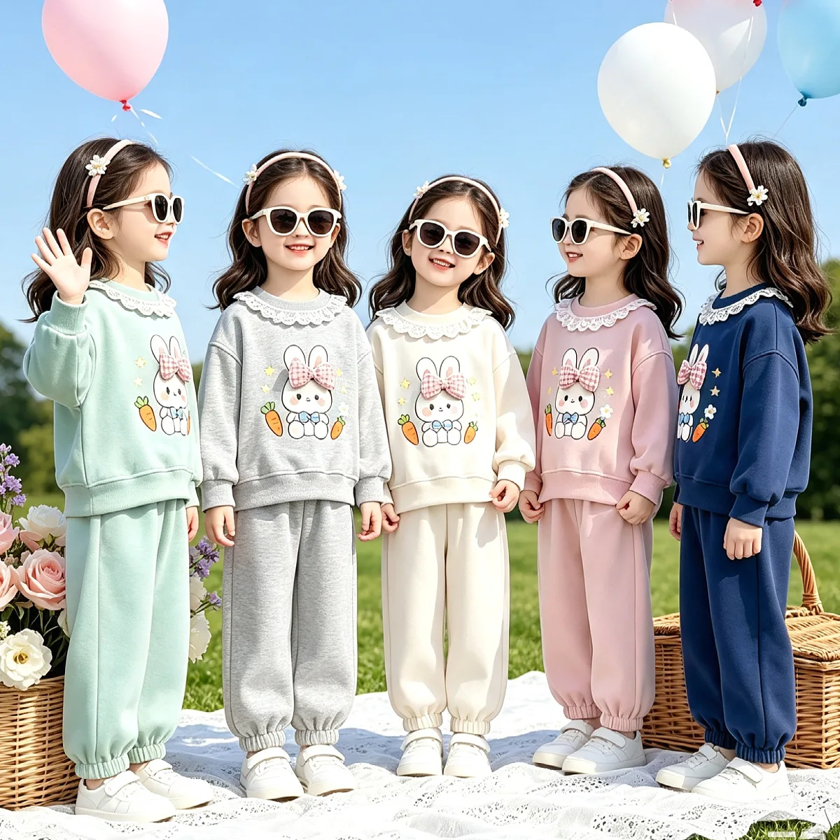 Süßes 2-teiliges Set für Mädchen – Langarm-Oberteil & Hose mit Bündchen für den frühen Herbst, niedliches Freizeitoutfit für Kleinkinder – Detail 2