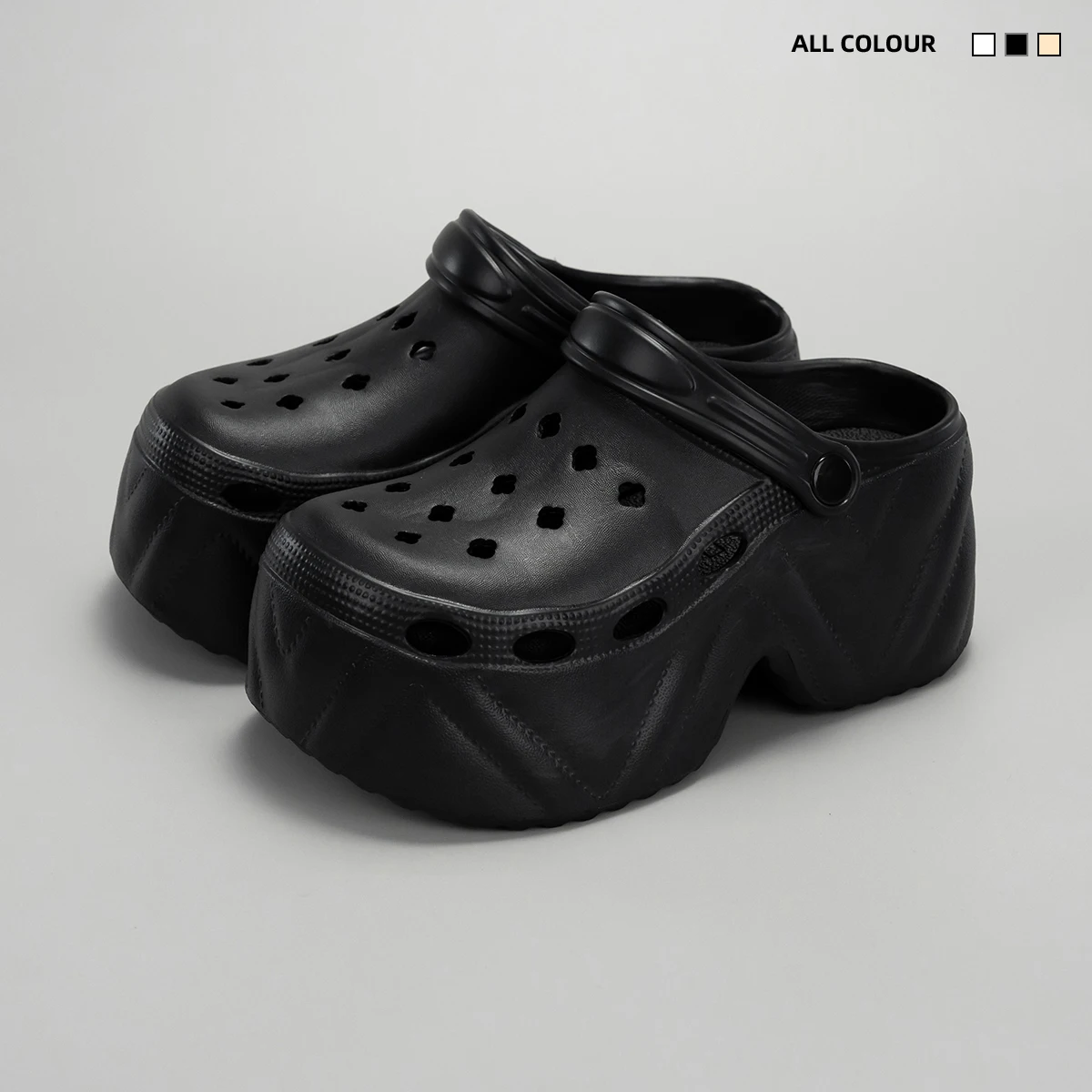 Summer New Fashion Versatile Clogs for Women, Casual Outdoor Slippers, Thick-Soled Non-Slip Height-Increasing Closed-Toe Sandals 8809 image 3