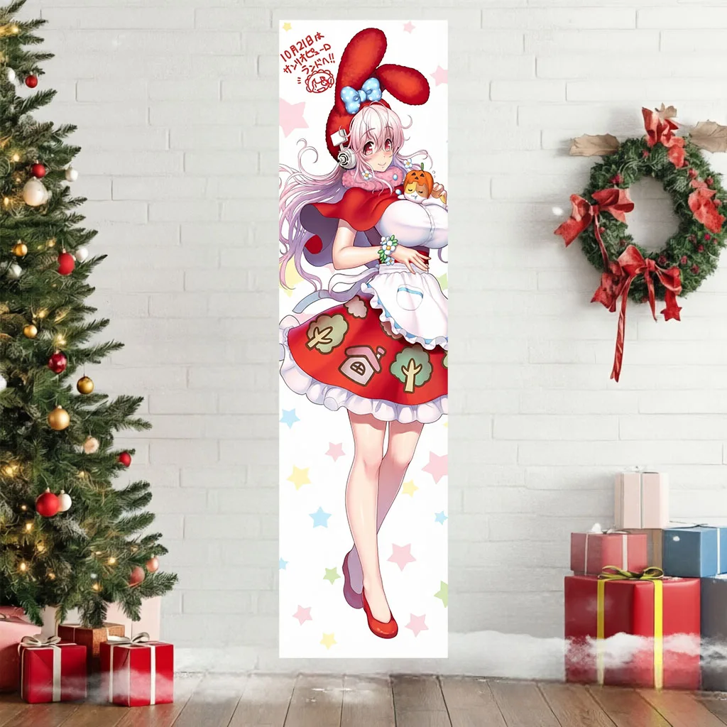 Kawaii Red Rabbit Hood Anime Girl Tapestry Little Red Riding Hood Color Star Aesthetic Dorm Bedroom Background Room Decor