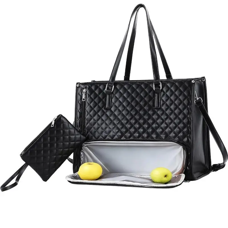 

Easy Use Tote Bag, 2025 Upgraded 3 In 1 Tote Bag For Lunch, 15.6 Inch Laptop With Insulated Luncheon Compartment A