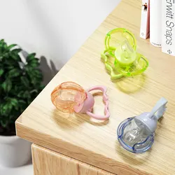 1pc Baby Pacifier With Automatically Close Dust Cover When Dropped Day Nighttime Round Flat Silicone Nipple Pp Handle Lid