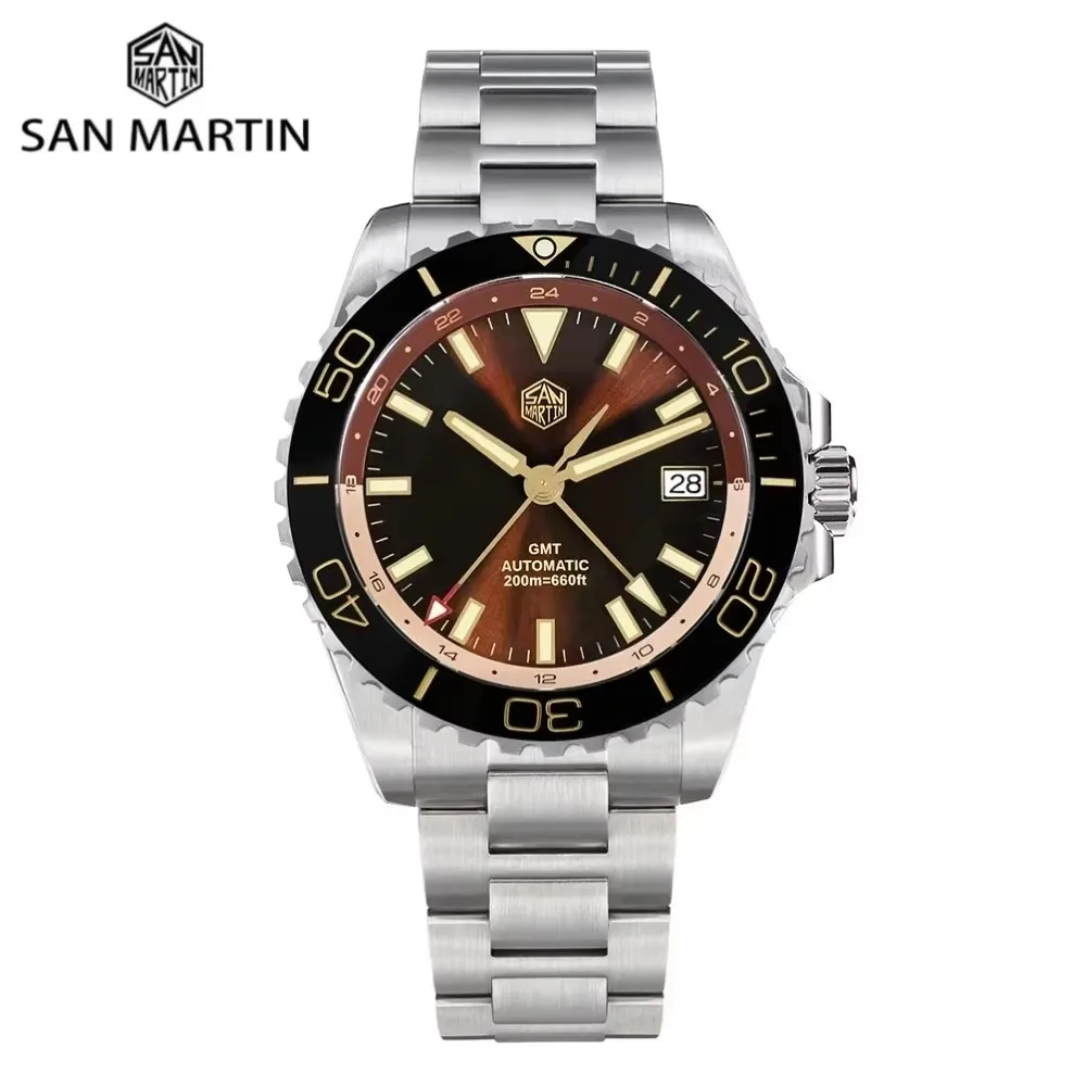 

San Martin SN0136 Dive Watch NH34 Automatic Mechanical Stainless Steel Watches Enamel Dial Sapphire Luminous Luxury Men Watch
