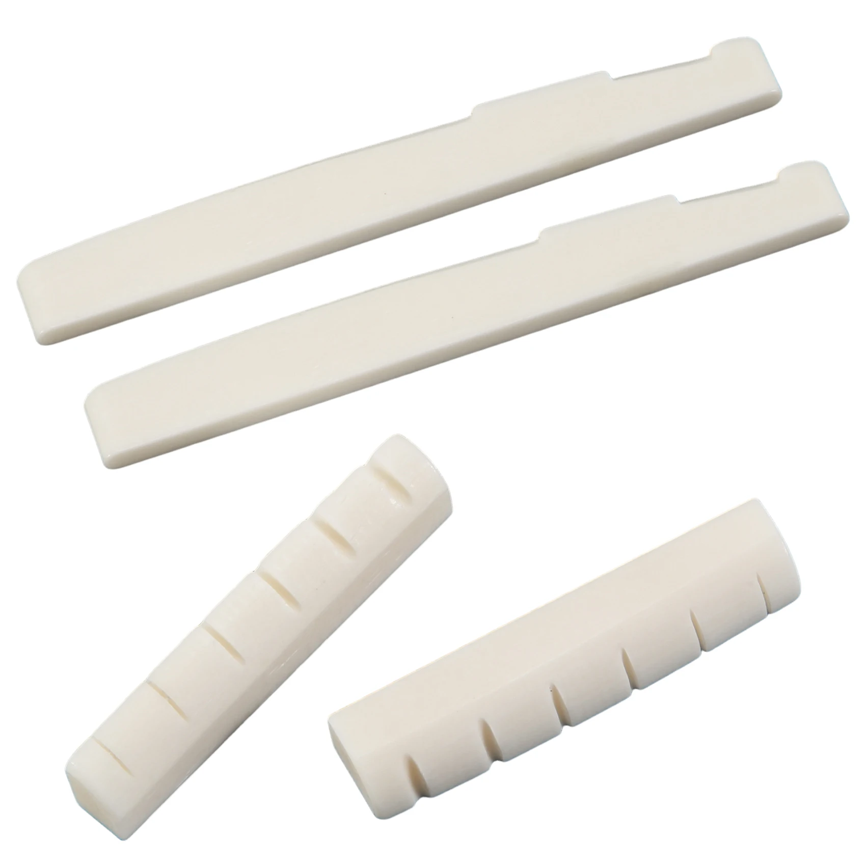 L79A 2 Sets of 4pcs 6 String Acoustic Guitar Bone Bridge Saddle and Nut Made of Real Bone