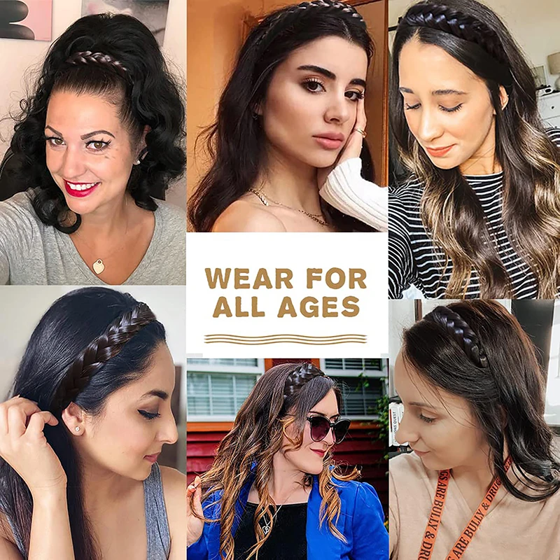 Fishbone warkocz leniwa peruka skręcona opaska damska opaska do włosów spinka do włosów Bohemia antypoślizgowe nakrycie głowy ślubne akcesoria do