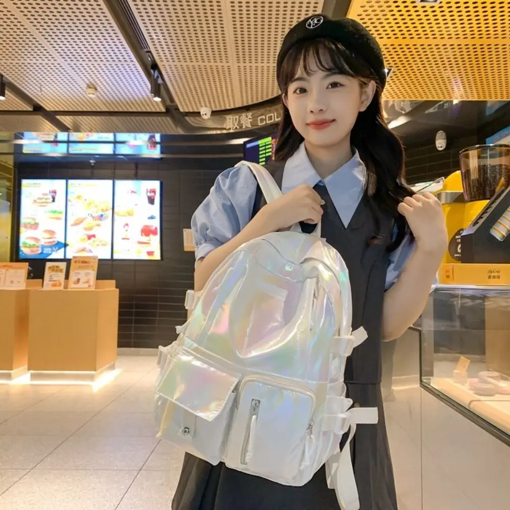 

Gift Multi-Pocket Laser Backpack Large Capacity Korean Style Students School Bag Handbag Travel Bag Shoulder Bag Teenager