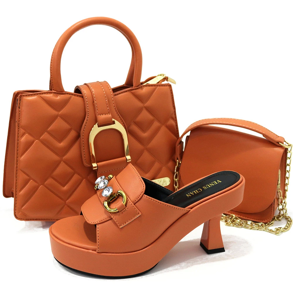 2023 New Arrival Fashion Europe USA Russia Shoes and Handbag Set Low Heels Factory Price Size 37 to 41