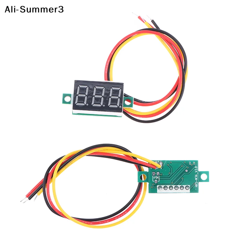 

【A3S】【】2PCS DC 0-100V LED Digital Voltmeter 0.36" Red Green Blue Voltage Detector For Car 12V Mobile Power