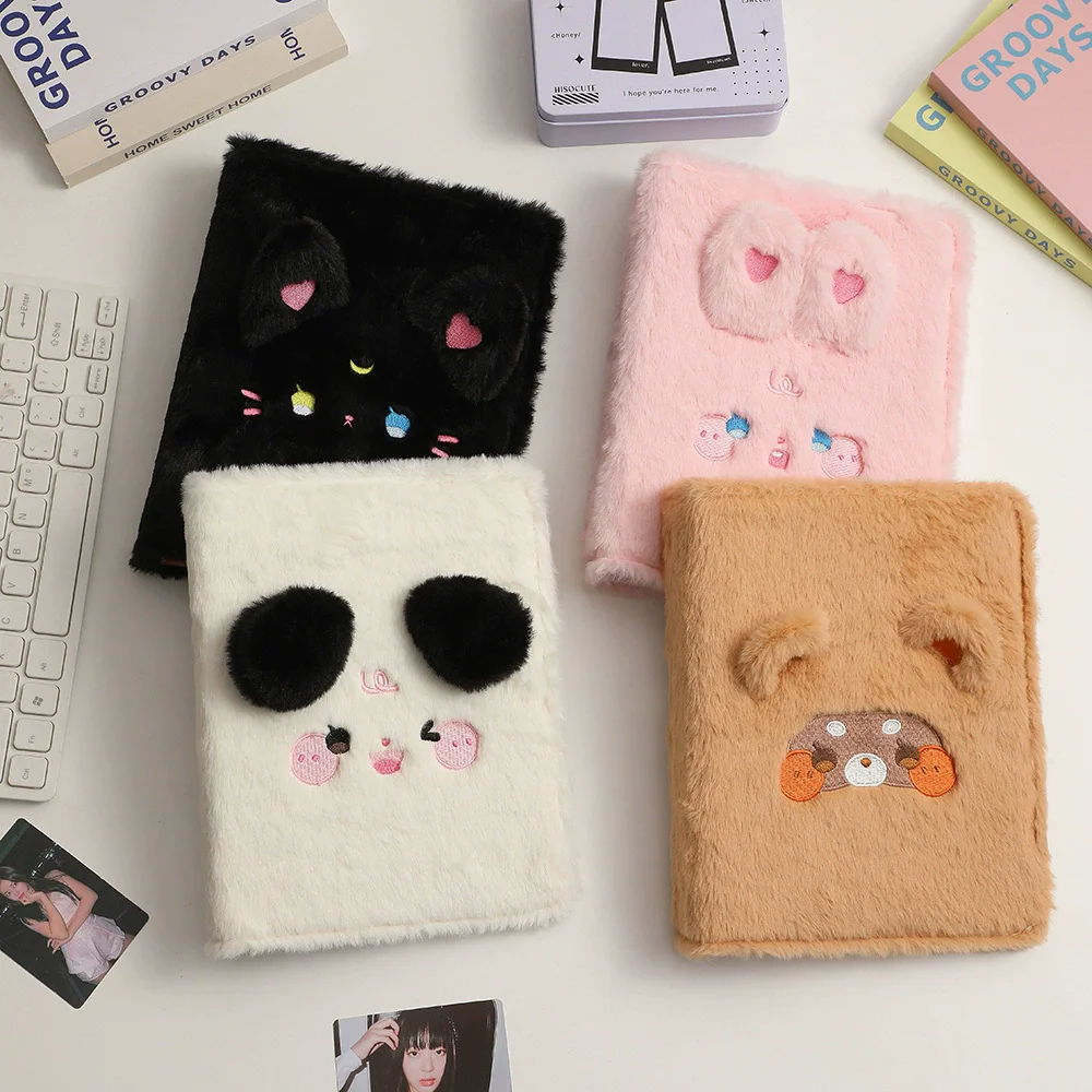 Photo Album Loose Leaf Plush Cover Card Book Hand Account Book 2 Grid Card Storage Book Cute Girl Album Insert Album Book