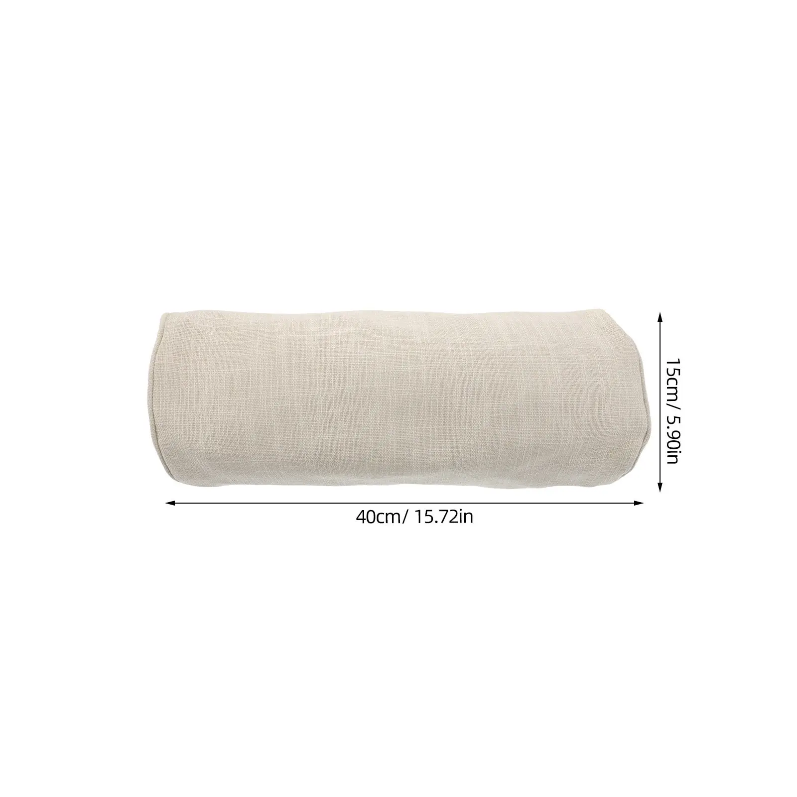 Cotton Linen Round Pillow Cover Cylinder Shaped Neck Lumbar Pillowcase Travel Bed Sofa Use 15.7x5.9 Inch Soft Breathable