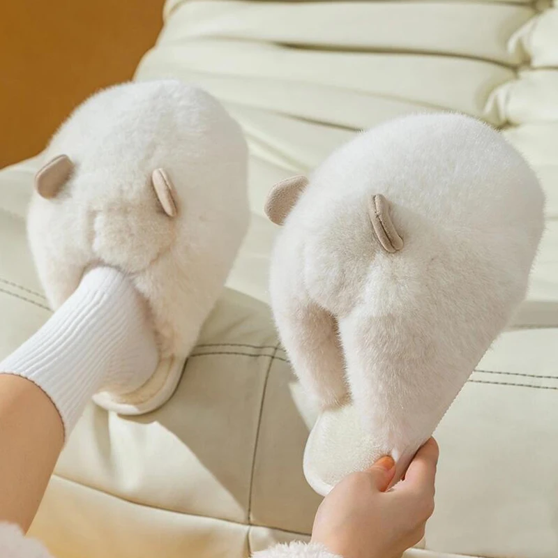 Cat Claw Cotton Slippers Winter Home Women Cute Warm Plush Anti slip Postpartum Shoes Tiger Claw Brushing Cat Feeling