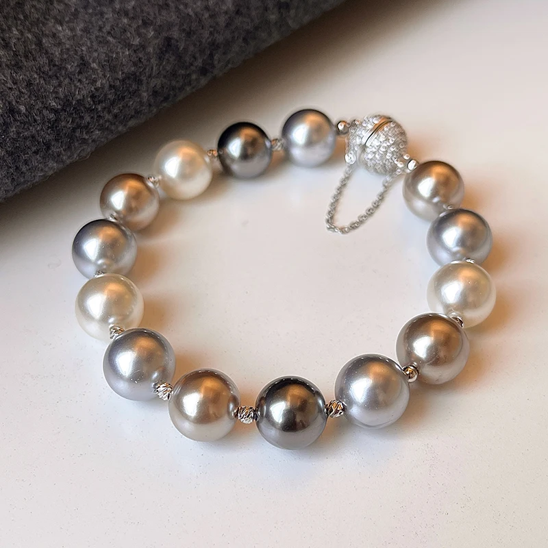 High end Color Bead Pearl Magnetic Buckle Bracelet 2024 New Jewelry For Women Luxury Accessories Wedding Party Unusual Bracelets