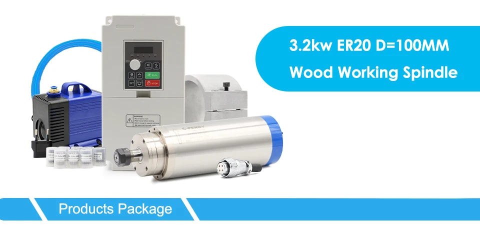 G-Penny 3,2 kW wassergekühlte Spindel-Kits 100 mm ER20 4 Stück Keramik-Kugellager 220 V/380 V 1,27 Nm & 4 kW VFD & 100 mm Halter & Pumpe – Detail 1