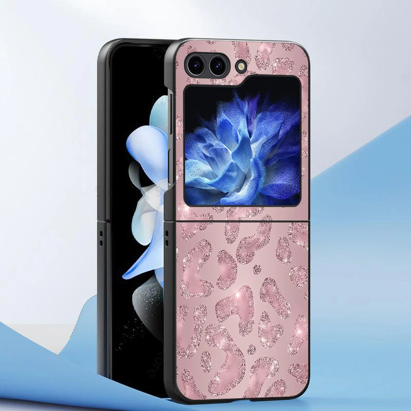 Coque rigide brillante à imprimé léopard pour Samsung Galaxy ZFlip6 Z Flip 7 6 5 4 3 ZFlip3 ZFlip7 FE ZFlip4 ZFlip5