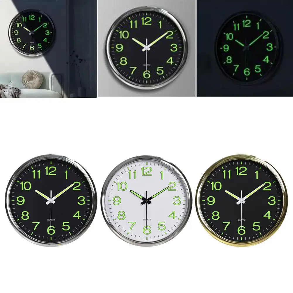 12 Inch Luminous Wall Clock Wood Silent Light In Dark Clock Ticking With Wall Clock Night Light Fashion Nordic Night Non O5H2