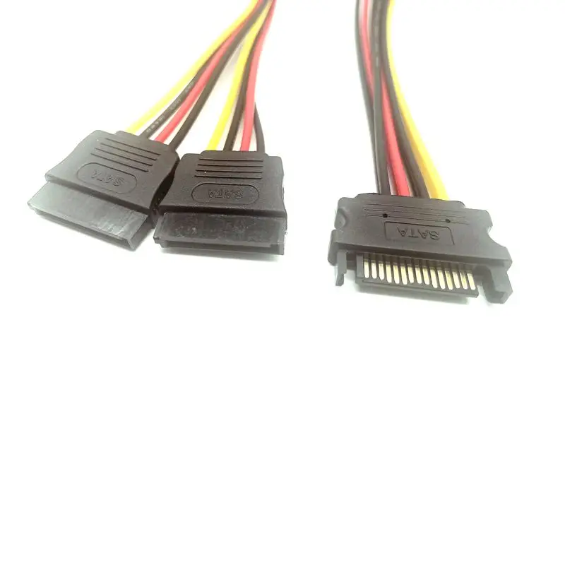 High Quality 15 Pin Male SATA to 2 Female SATA Splitter Power Cable 20cm