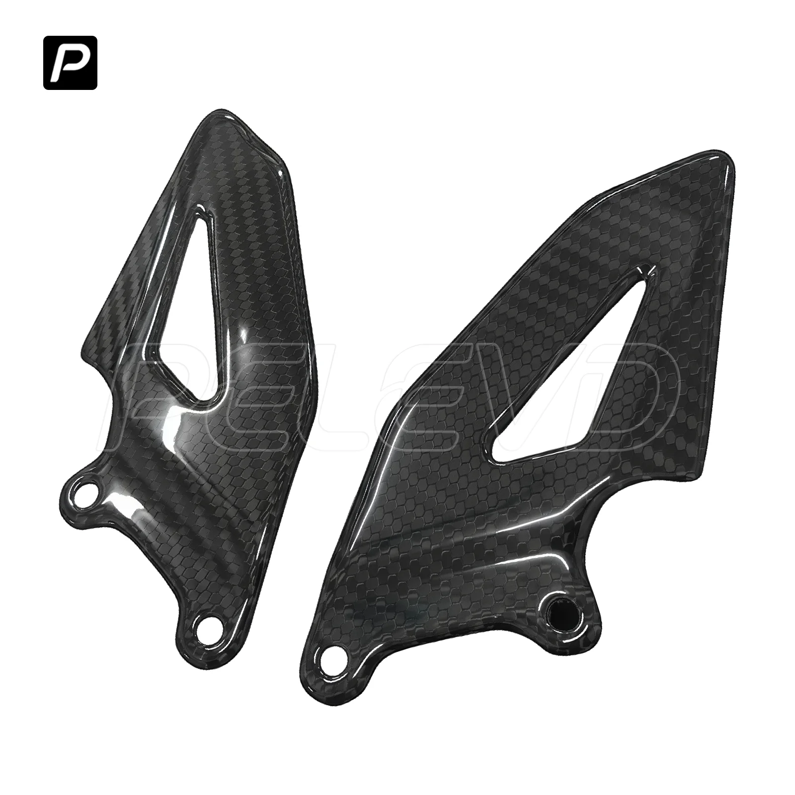 PELEVD 100% CARBON FIBER Glossy Finish Foot pedal  Heel Guards Footrest Wing Plate For ZXMOTO 500RR 500 RR 2025-2026 Motorcycle