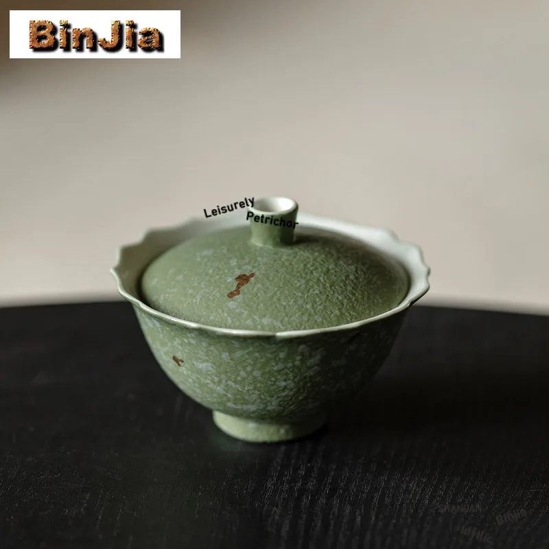 90ml Sprinkle Gold Flower Mouth Gaiwan Japanese Anti-scald Tea Tureen Tea Bowl With Lid Kit Tea Maker Cover Bowl Cha Craft Gift