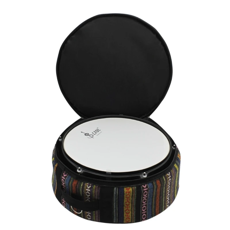 Ethnic Snare Drum Bag with Outside Pockets Oxford Cloth Drum Backpack