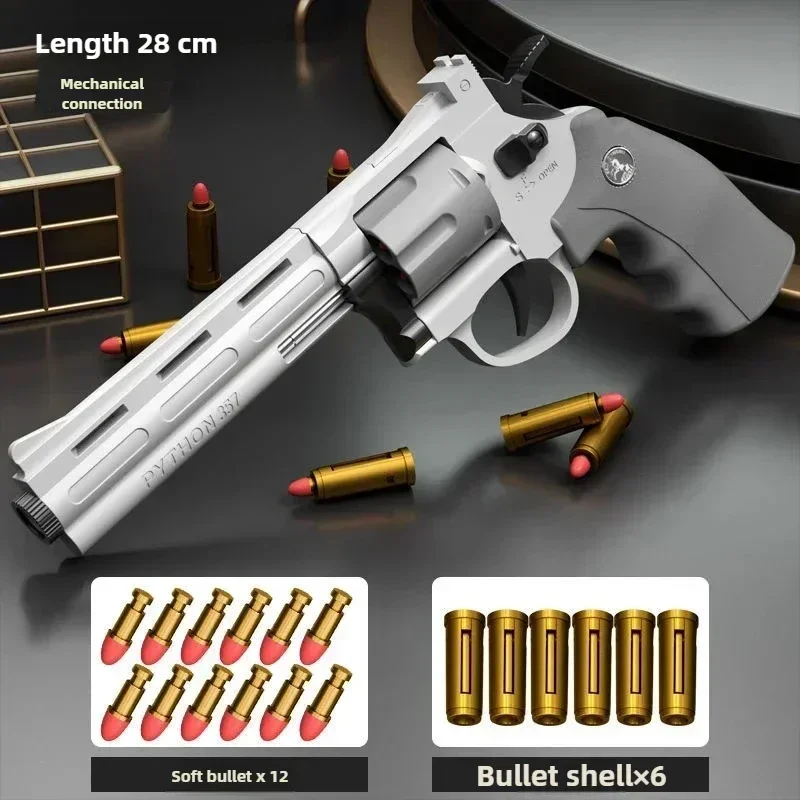 Pistola de juguete de balas blandas 3X para niños con revólver expulsable, pistola desmontable con un solo botón, disparo continuo