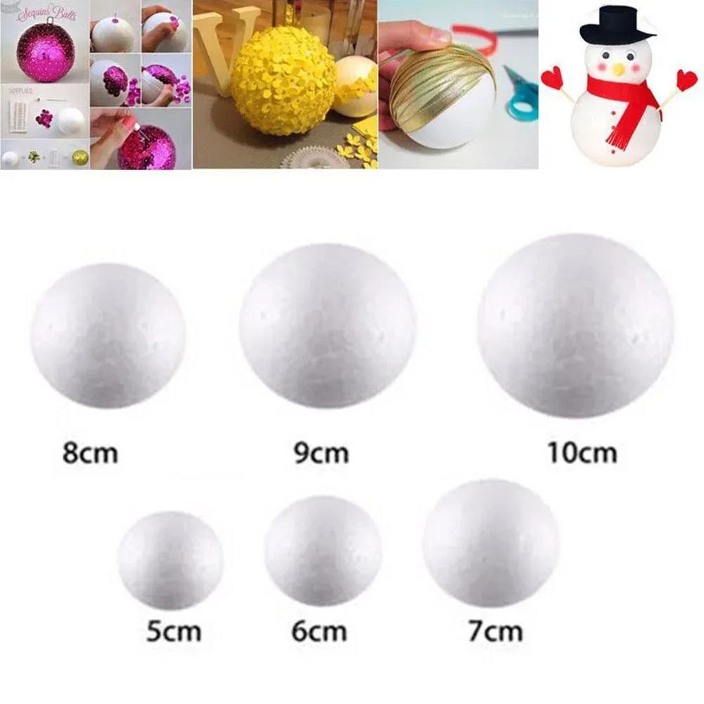10 Stück Weihnachtsdekoration, feste Schaumstoffkugeln, 50–100 mm, rund, DIY-Zubehör, handgefertigt, für Heimdekoration, Party, Feier, Geschenke – Detail 14