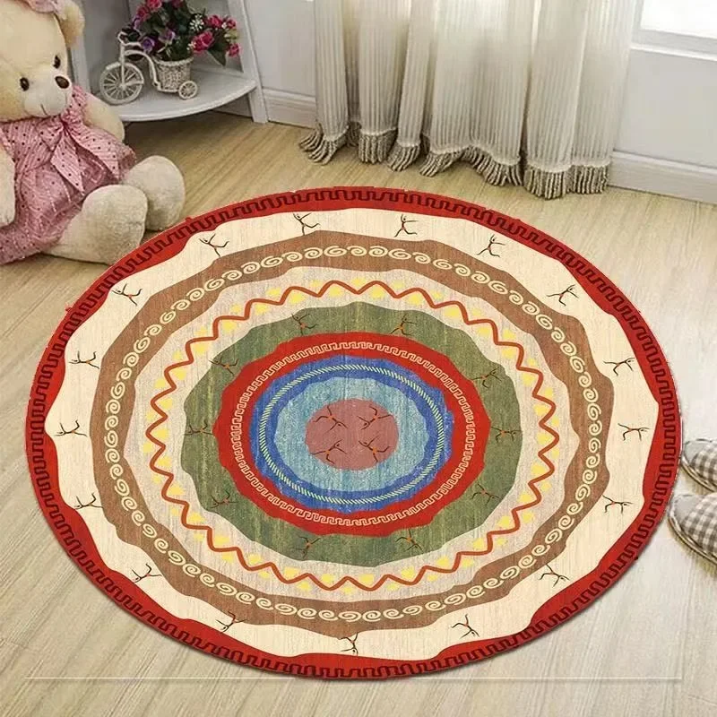 

Ретро богемные круглые ковры для гостиной, роскошный диван, стул, нескользящий мягкий напольный коврик, декор для спальни, хрустальный бархат