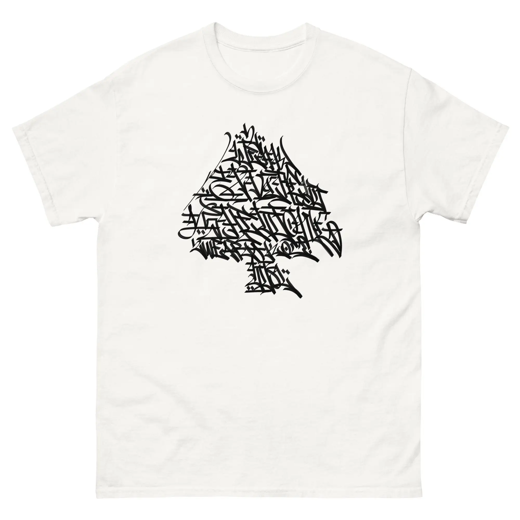 Calligraphic Streetwear Graffiti Infused Ace Of Spades Fashion Statement T shirt