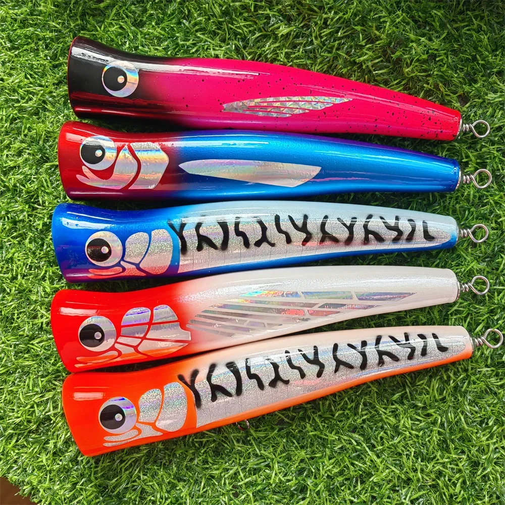 1pc 20cm 100g Popper Fishing Lure Saltwater GT Big Topwater Boat Lure Handcraft Wood Bait Hard lure Popper