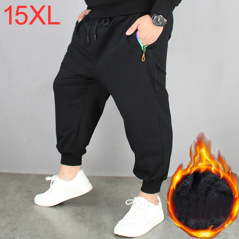 

Plus Size 5XL 6XL 12XL 15XL Winter Warm Fleece Pants Men Thick Casual Thermal Sweatpants Trousers High Quality Men sports pants