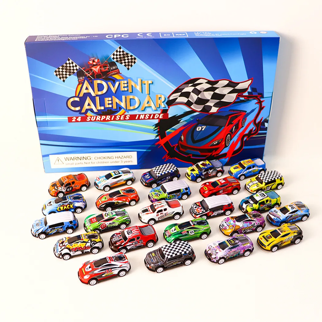 Christmas 24 Day Countdown Blind Box Toys Cars Children's Gifts Digital Racing Cars Christmas Arrival Calendar