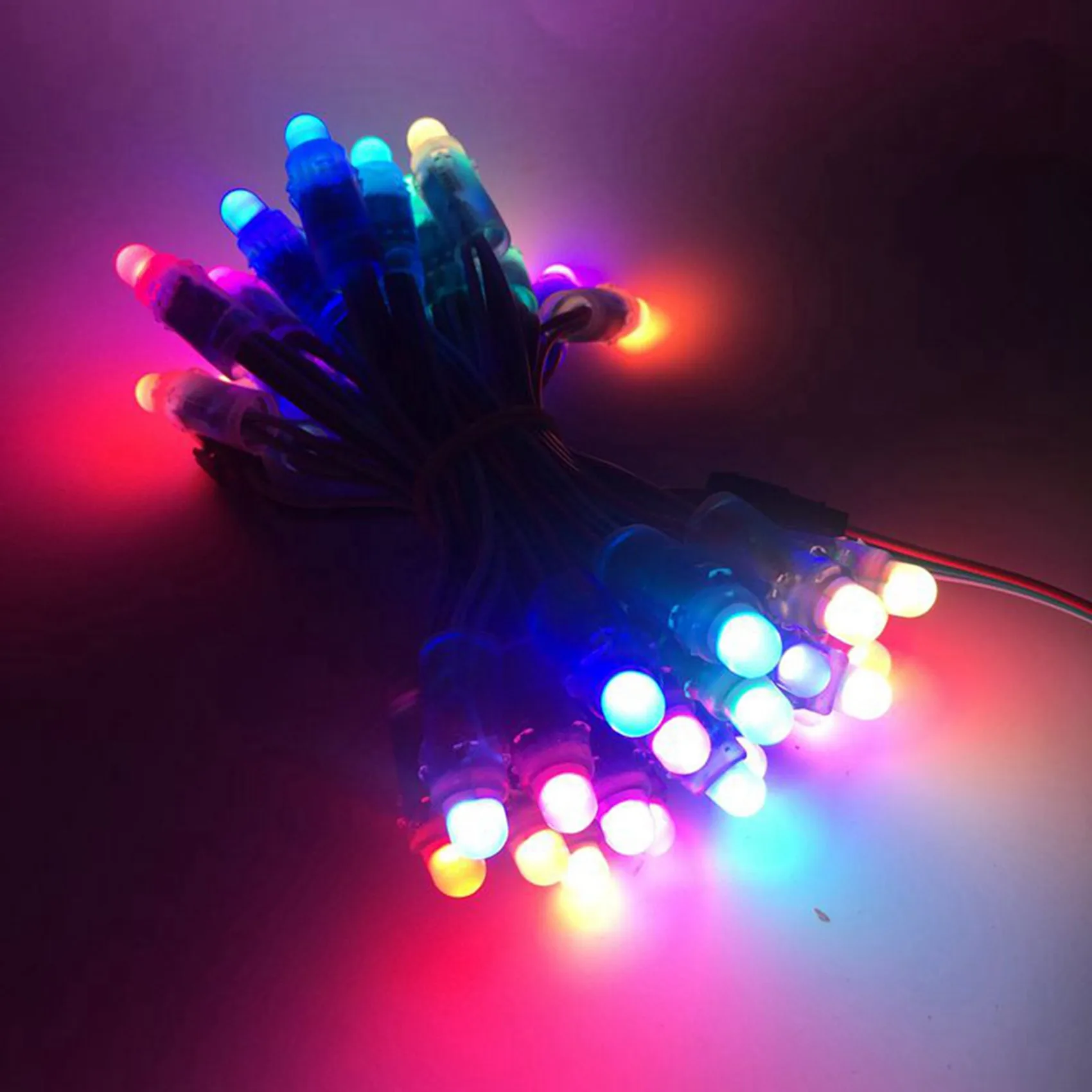 B03C-200Pcs 4M/6.5Meter DC5V WS2811 Full Color LED Pixel Light Module 12Mm 15Cm Wires IP68 Waterproof RGB Digital LED Strings