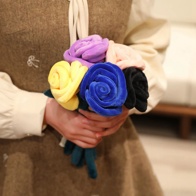 Brinquedos de Pelúcia em Forma de Flores de Rosa Coloridas de 28CM, Bonecos de Plantas de Cartoon para Decoração de Casa, Presente de Natal e Dia dos Namorados