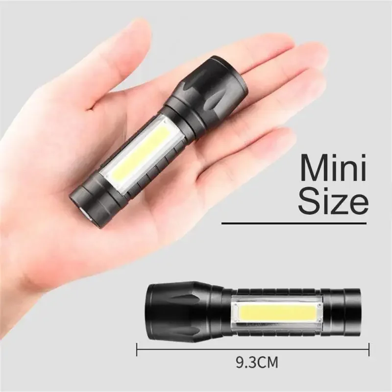 Mini lampe de poche COB + XPE, torche portable avec clip, lumière zoomable, lampe de poche aste USB, lanterne d'urgence pour le camping