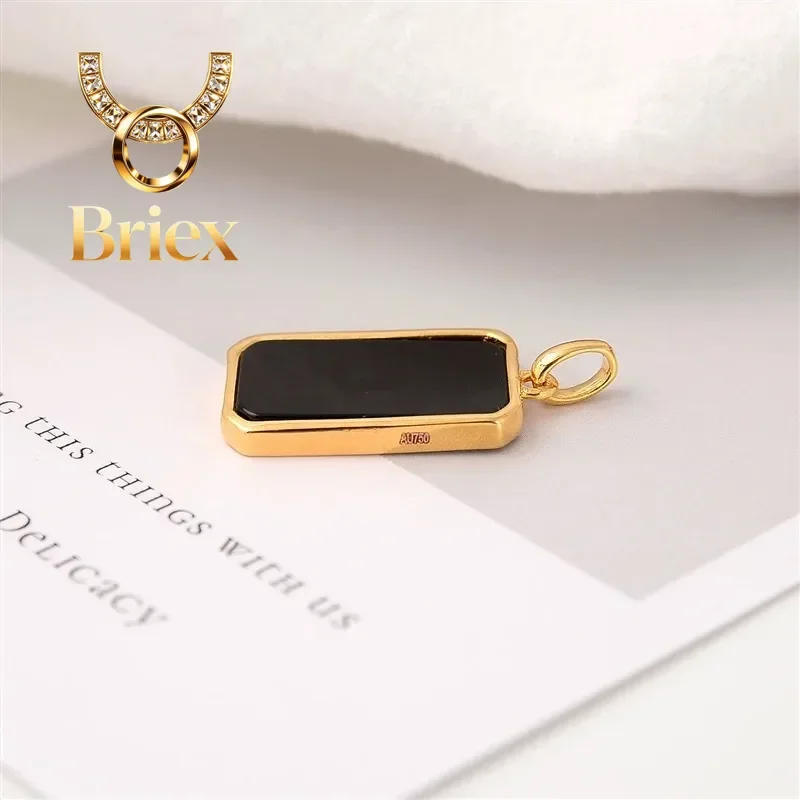 

Briex Jewelry Real 18K Gold Black Square Pendant for Woman Luxury AU750 Pendant Necklace Fine Jewelry High-quality Banquet Gift
