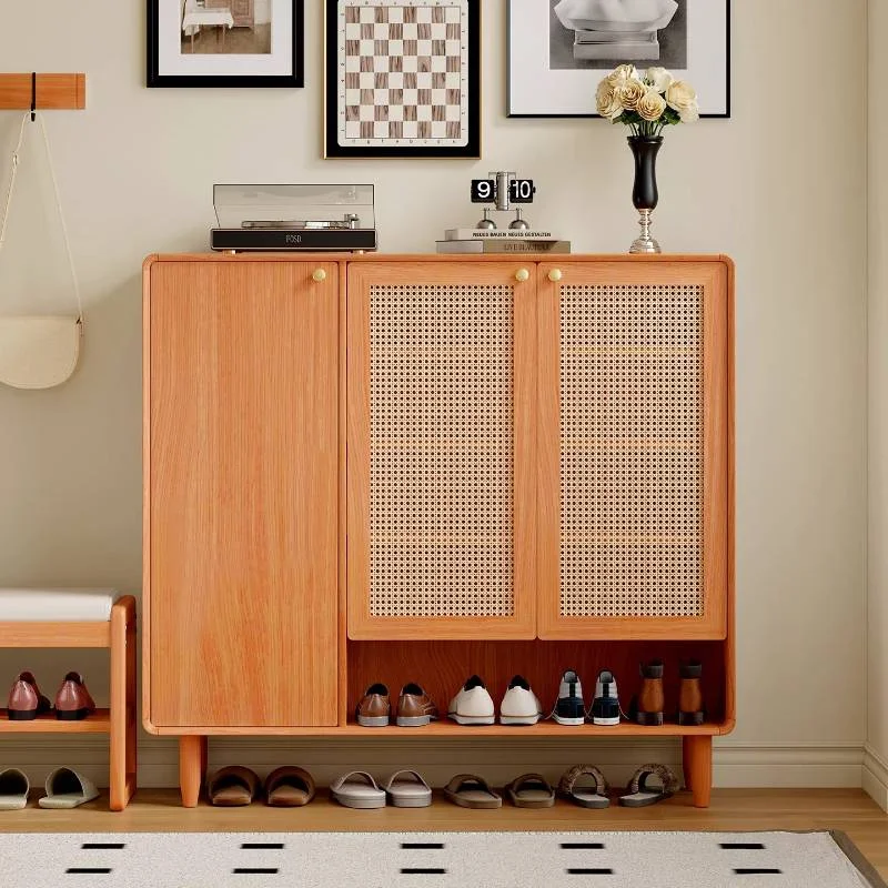 Dust Cover Strong Shoe Cabinet Design Retro High Solid Wood Drawer Shoe Cabinet Space Saving Mueble Zapatero Furniture For Home