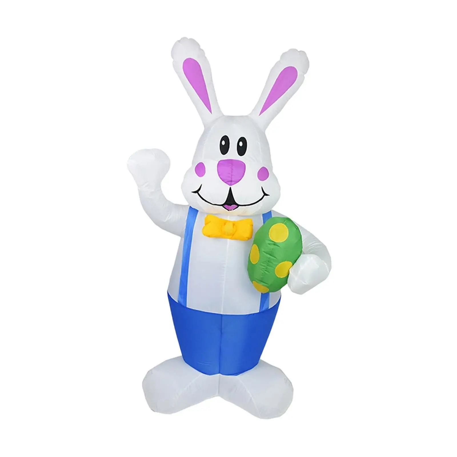 Outdoor Easter Bunny Inflatable Decoration with Lights Durable Polyester Scene Layout Prop for Patio Lawn Holiday