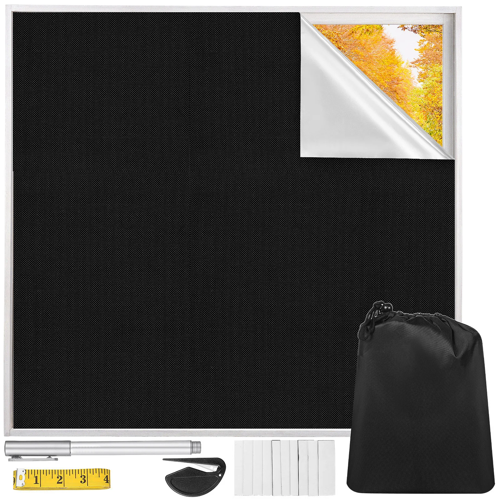 1Set Blackout Room Darkening Curtain Portable Window Cover Coated Light Blocking for Bedroom Living Room Travel Use 300x145cm