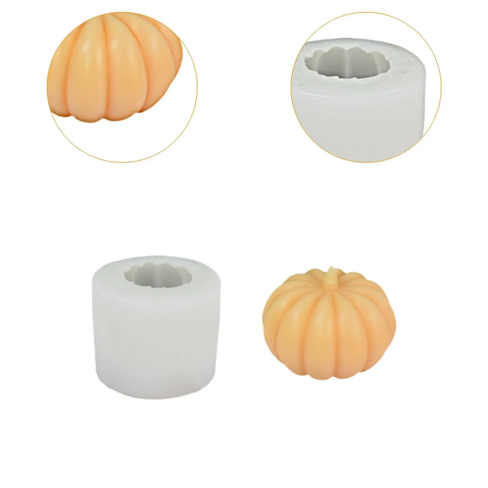 Silicone Pumpkin Candle Model Clay Gypsum Model DIY Home Decoration Desktop Creative Art Candle Soap Making Resin Casting