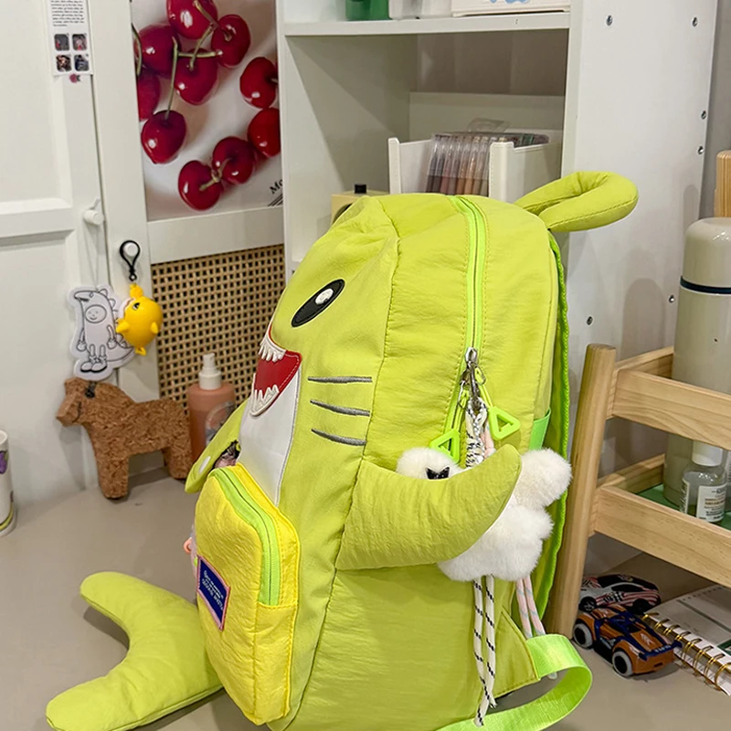 Modischer Rucksack, Haifischförmiger Unisex-Schulrucksack für Schüler, Freizeitrucksack mit mehreren Taschen, Sport- und Reiserucksack, große Kapazität, leichtgewichtig – Detail 3