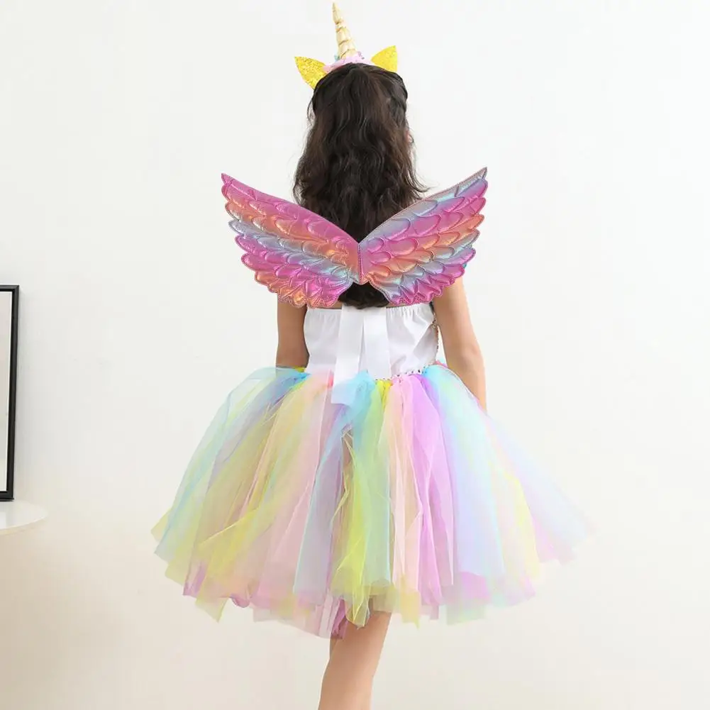 Alas de Ángel de actuación para niños, aspecto de princesa colorido, alas de espectáculo de escenario reutilizables, utilería de alas de Cosplay de Halloween y Navidad