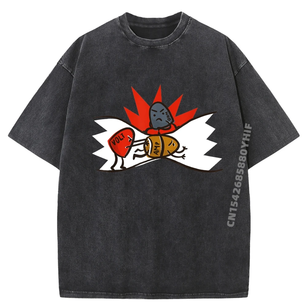 

Технология Условия Электроника Электротехника Электротехника Power Мужская одежда 2025 Ретро стираная футболка