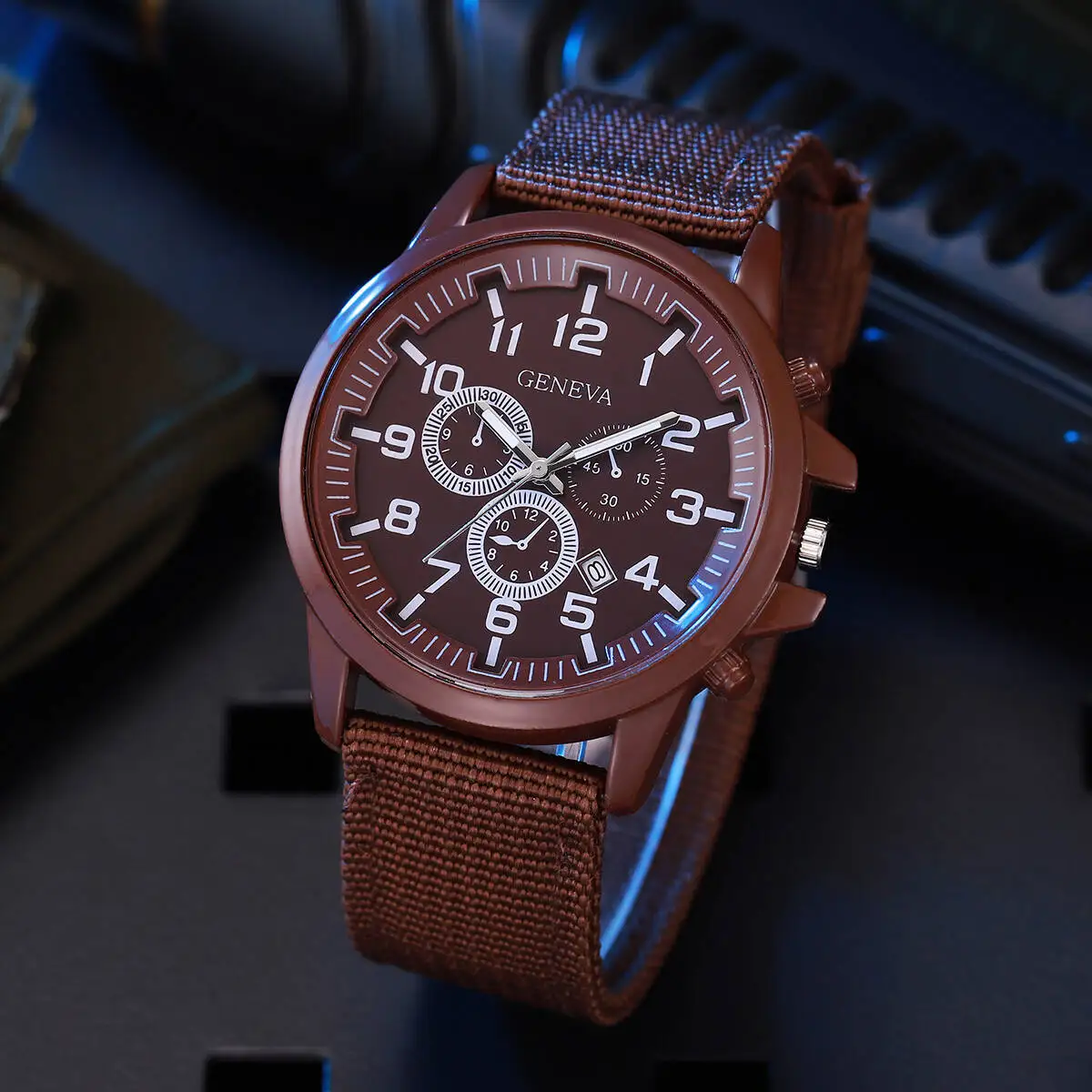 1/4 個ファッションメンズ腕時計高級ミリタリースポーツカレンダークォーツ腕時計メンズカジュアルナイロン腕時計リロイ Hombre (箱なし)