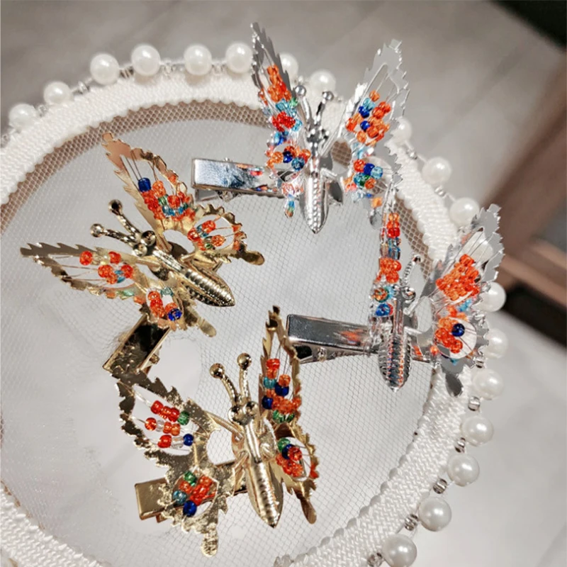 Mobile Metal Butterfly Spring Hair Clip Korean New Hair Clip Retro Sweet Temperament Fashion Girls Out Hair Accessories