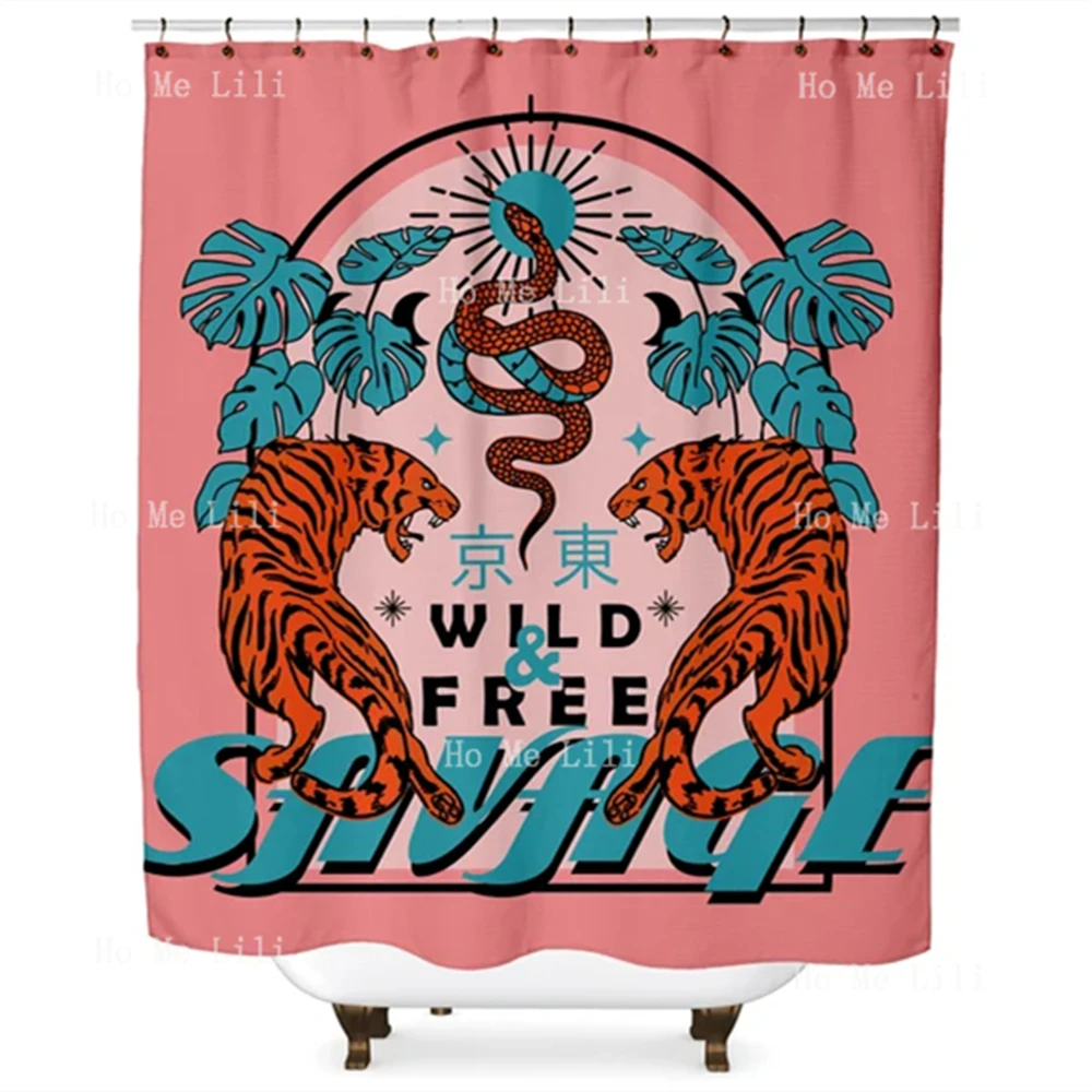 Savage Tiger Street Wear Style Shower Curtain Tattoo Decor Grunge Aesthetic