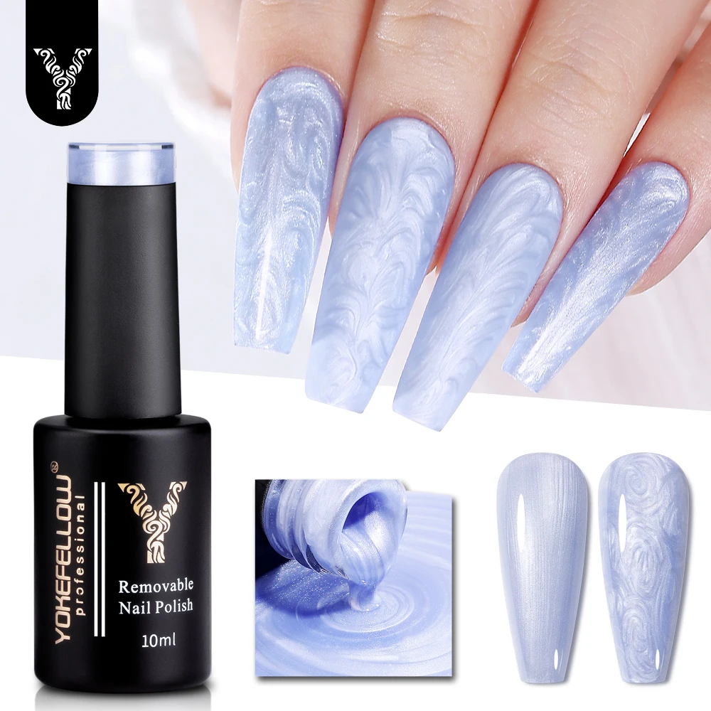 

YOKEFELLOW Pearl Gel Nail Polish 10ml Pearlescent Shell Mermaid Gel Polish Soak Off UV Led Gel Varnish for Salon Nail Art DIY