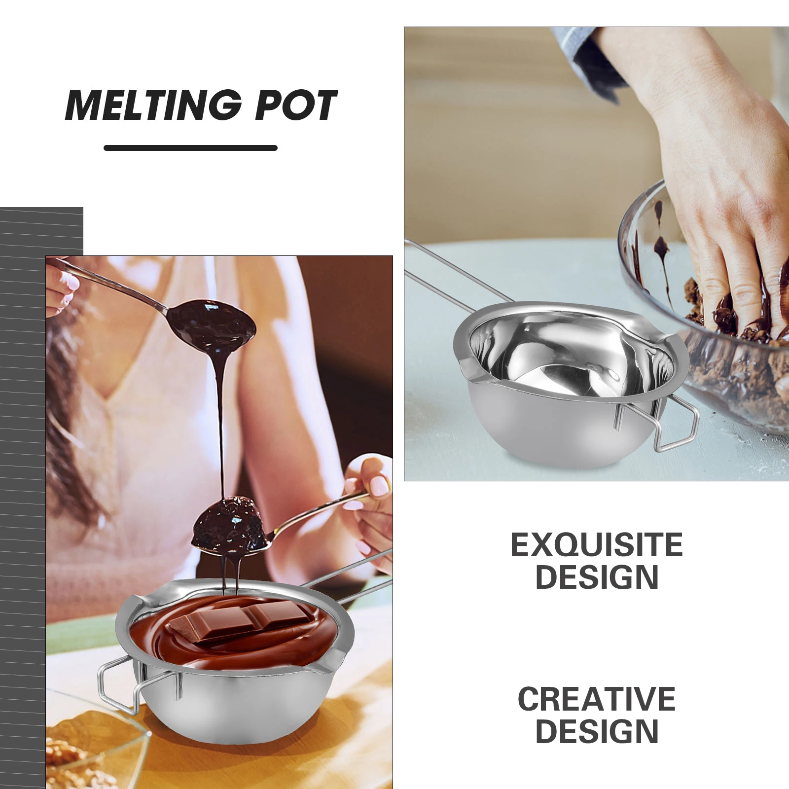 

Melting Pot Wax Double Boiler Stainless Steel Chocolate Maker Pots Trowel Butter Warmer Bowl Kitchen Bar Supplies