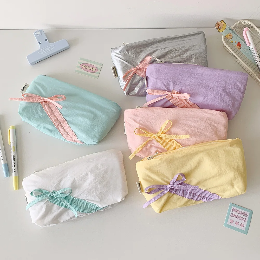 

Straps Bowknot Y2K Bow Stationery Bag Desktop Storage Large Capacity Korean Pencil Case Y2K Ins Aesthetic Ins Pencil Pouch