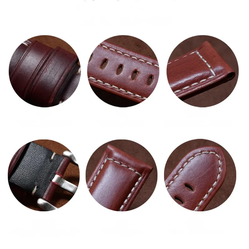 Universal Retro Leather Watch Strap Of Various Brands 20/22/24/26mm Straight Interface Oil Wax Leather Watchband